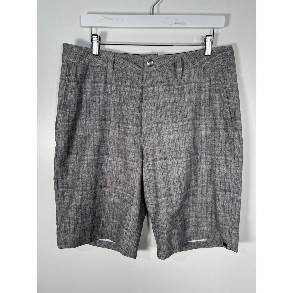 Quiksilver Amphibians Gray Crosshatch Hybrid Board Shorts Surf Casual 33